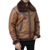 Men Brown Leather Aviator Jacket