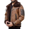 Men Brown Leather Aviator Jacket