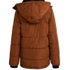 Men Brown Quilted Puffer Jacket with Hood