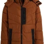 Men Brown Quilted Puffer Jacket with Hood
