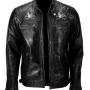 Men Devil Design Black Vitange Motorcycle Leather Jacket