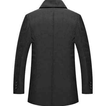 Men Double Breasted Grey Peacoat