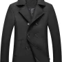 Men Double Breasted Grey Peacoat