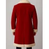 Men Red Christmas Fur Trim Coat