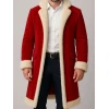 Men Red Christmas Fur Trim Coat