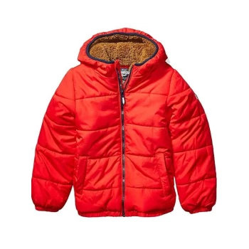 Men Red Winter Jacket With Sherpa Hood