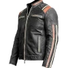 Men Retro Distressed Cafe Racer Leather Jacket