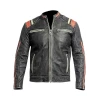 Men Retro Distressed Cafe Racer Leather Jacket