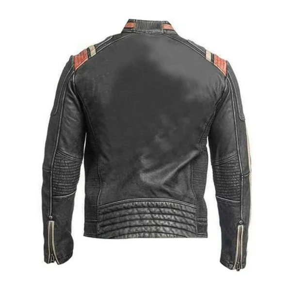 Men Retro Distressed Cafe Racer Leather Jacket