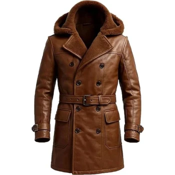 Men Shearling Brown Leather Coat