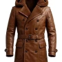 Men Shearling Brown Leather Coat