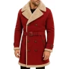 Men Shearling Red Christmas Coat