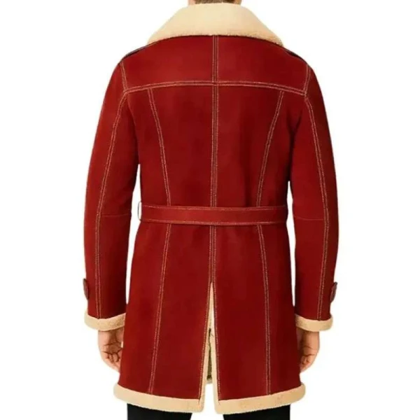Men Shearling Red Christmas Coat