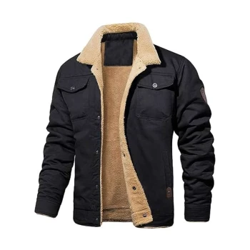 Men Stylish Black Sherpa Trucker Jacket