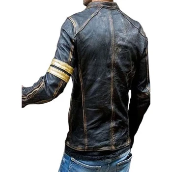 Zipper Men Vintage Black Leather Motorcycle Jacket Zipper Men Vintage Black Leather Motorcycle Jacket