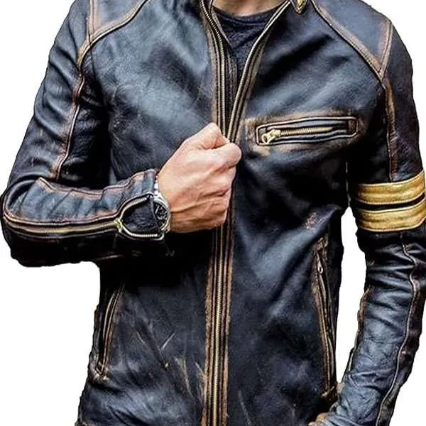 Zipper Men Vintage Black Leather Motorcycle Jacket Zipper Men Vintage Black Leather Motorcycle Jacket