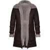 Men Vintage Brown Shearling Leather Double Collar Coat