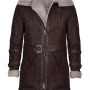 Men Vintage Brown Shearling Leather Double Collar Coat