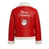 Merry Christmas Red Shearling Santa Leather Jacket