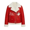 Merry Christmas Red Shearling Santa Leather Jacket