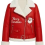 Merry Christmas Red Shearling Santa Leather Jacket
