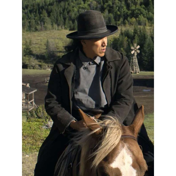 Michael Greyeyes The Abandons Black Trench Coat