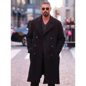Michele Morrone Black Wool Coat