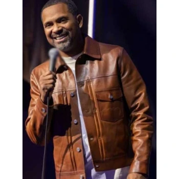Mike Epps Brown Trucker Leather Jacket