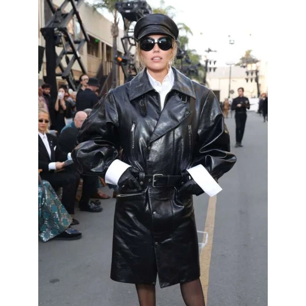 Miley Cyrus 2025 Black Leather Coat