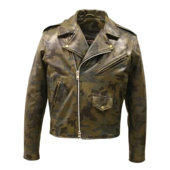Military Camouflage Leather Jacket