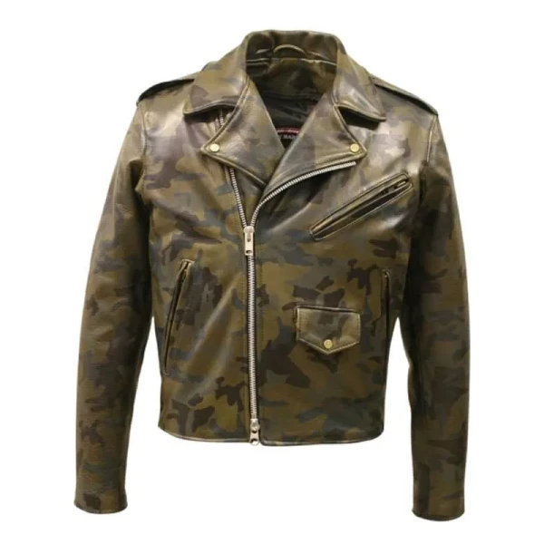 Military Camouflage Leather Jacket