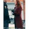 Mistletoe Murders S02 Sarah Drew Maroon Trench Coat
