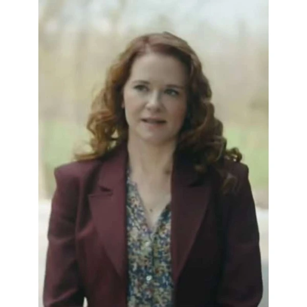 Mistletoe Murders S02 Sarah Drew Maroon Trench Coat