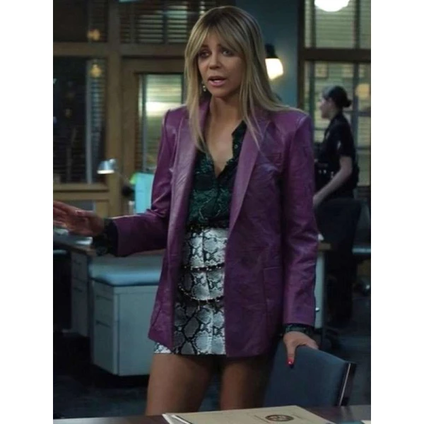 Morgan GilloryHigh Potential S02 Purple Leather Blazer