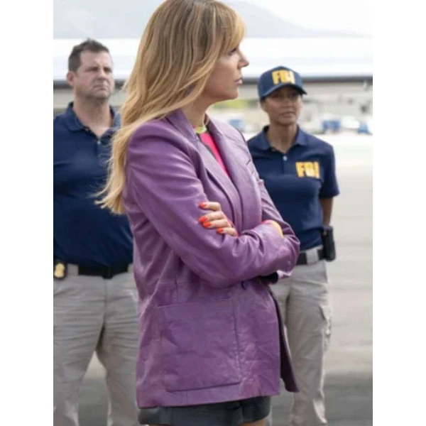 Morgan GilloryHigh Potential S02 Purple Leather Blazer