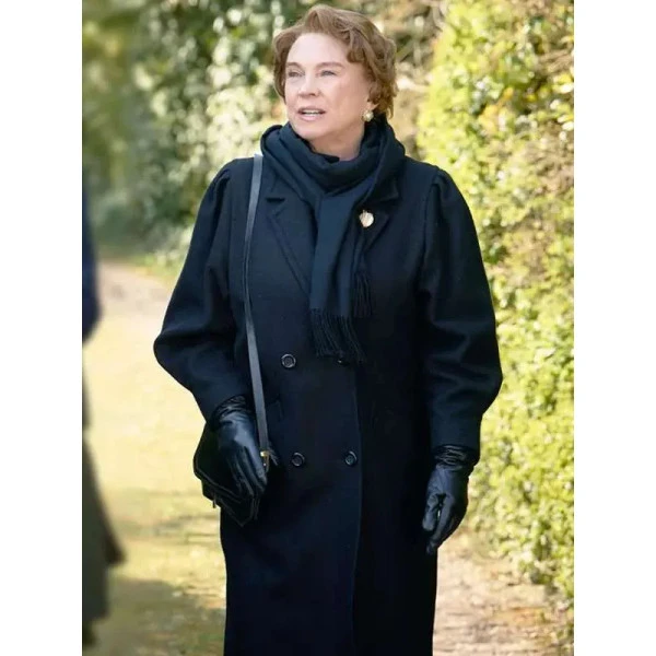 Amanda Redman Murder Before Evensong Stylish Black Wool Coat