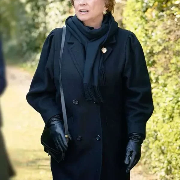 Amanda Redman Murder Before Evensong Stylish Black Wool Coat