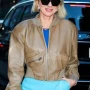 Naomi Watts NYC 2025 Brown Leather Jacket