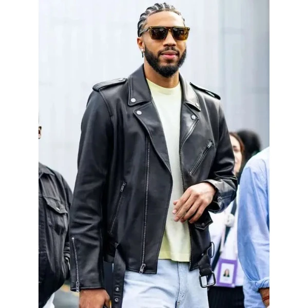 New York Runway Style Jayson Tatum Leather Jacket