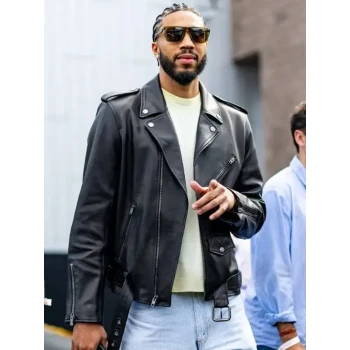 New York Runway Style Jayson Tatum Leather Jacket