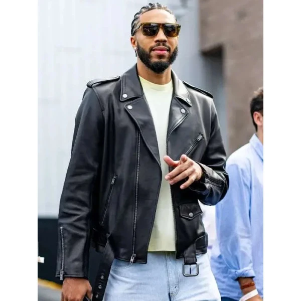 New York Runway Style Jayson Tatum Leather Jacket