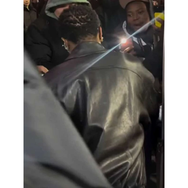 New York Knicks Wizkid Black Leather Jacket