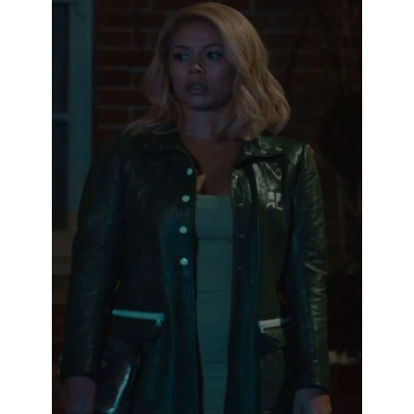 Nicôle Lecky Wild Cherry Black Leather Coat