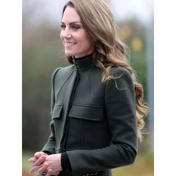 NIFRS College Kate Middleton Green Wool Coat