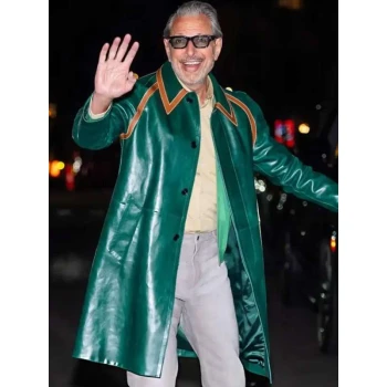 NYC 2025 Jeff Goldblum Green Leather Coat