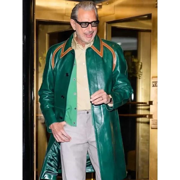NYC 2025 Jeff Goldblum Green Leather Coat