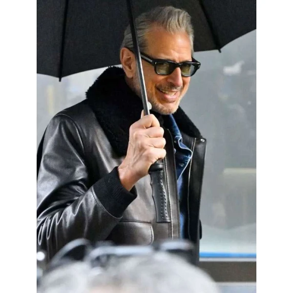 NYC 2025 Jeff Goldblum Shearling Leather Jacket