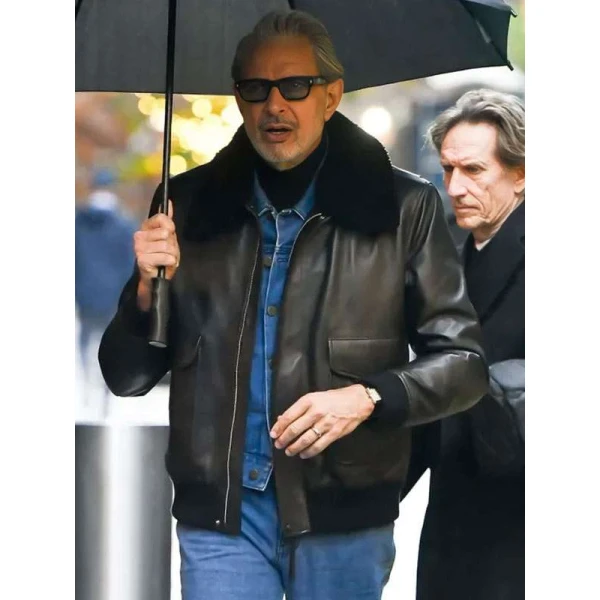 NYC 2025 Jeff Goldblum Shearling Leather Jacket