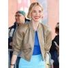NYC 2025 Leslie Bibb Brown Bomber Jacket