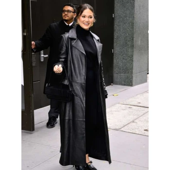 NYC 2025 Olivia Holt Black Leather Coat